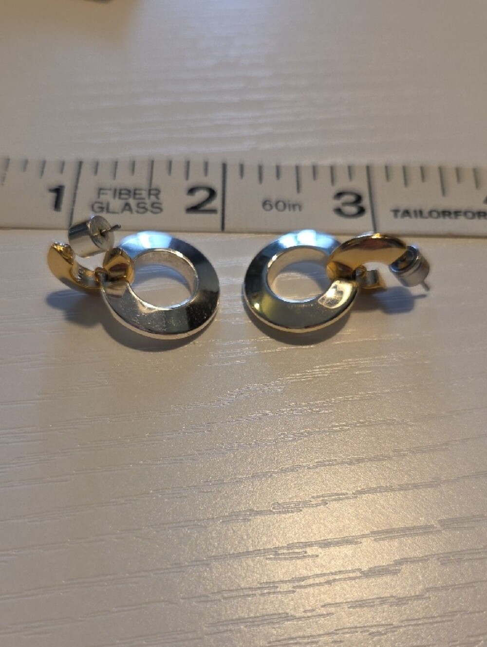 Jenny Bird Two-Tone Gold and Silver Circular Drop Earrings - Picture 3 of 3